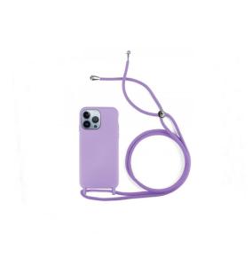 Funda suave para iPhone 14 Pro Max lila con cordon