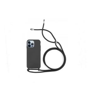 Funda suave para iPhone 15 Pro Max negro con cordon