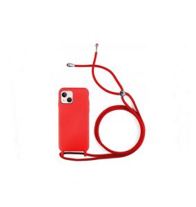 Funda suave para iPhone 15 rojo con cordon