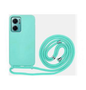 Funda suave para Xiaomi Redmi 10 5G azul turquesa con cordon