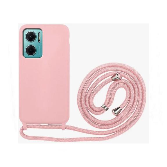 Funda suave para Xiaomi Redmi 10 5G rosa con cordon