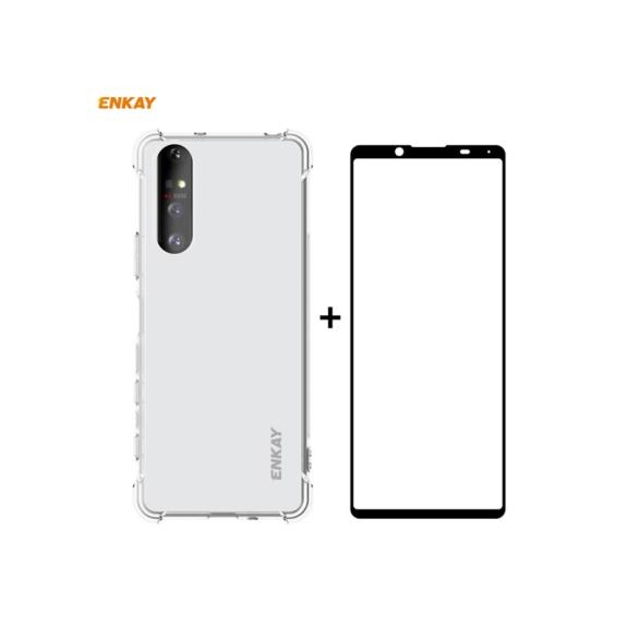 FUNDA TPU + CRISTAL TEMPLADO 2.5D PARA SONY XPERIA 5 II NEGRO