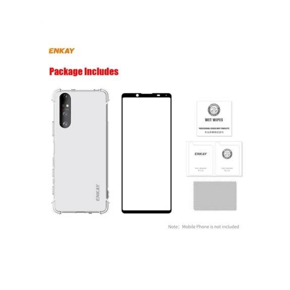 FUNDA TPU + CRISTAL TEMPLADO 2.5D PARA SONY XPERIA 5 II NEGRO