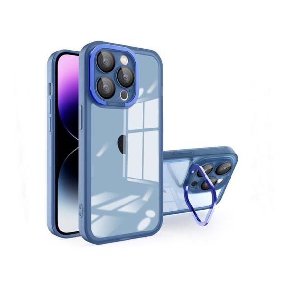 Funda TPU para iPhone 15 Plus transparente mate azul