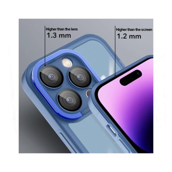 Funda TPU transparente mate azul para iPhone 15 Plus