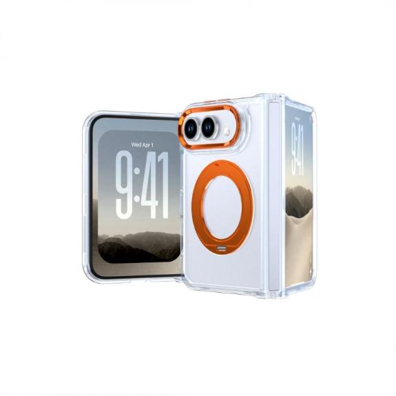 Funda TPU Para iPhone Duo en Transparente-Naranja Con Anilla