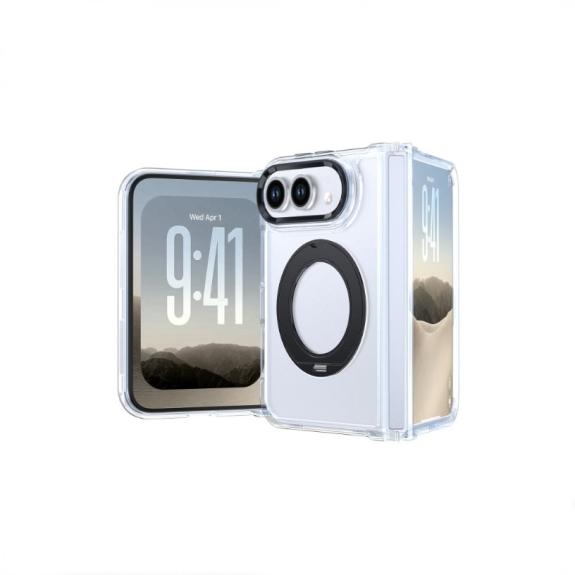 Funda TPU Para iPhone Duo en Transparente-Negro Con Anilla