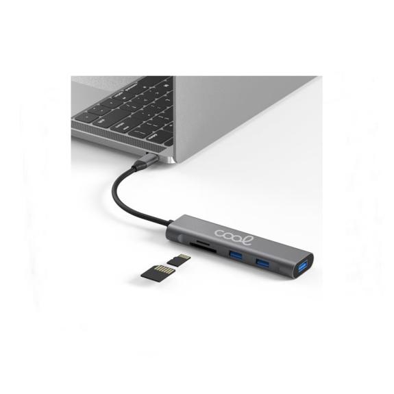 Hub Tipo-C Universal COOL 5 (3 x USB 3.0 + SD + Micro SD)