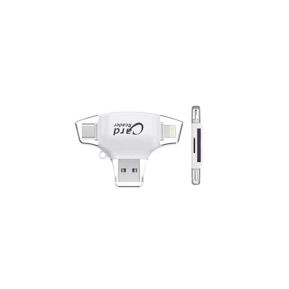 Lector tarjeta SD a Tipo C / Lightning / Micro USB blanco