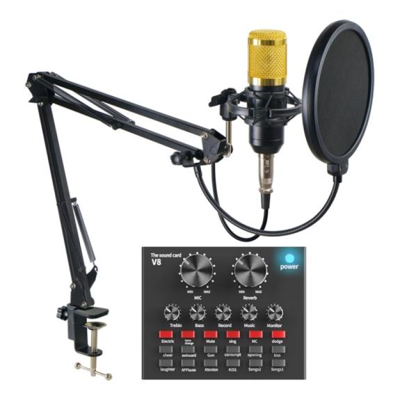 Mesa mezcla de sonido V8 con micrófono