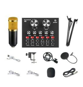 Mesa mezcla de sonido V8 con micrófono