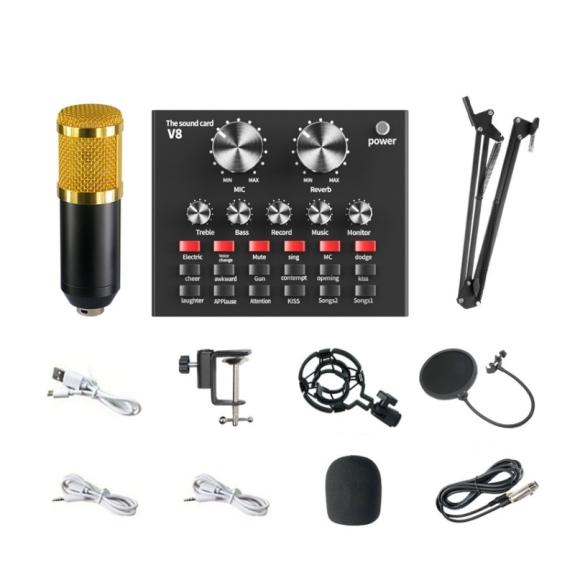 Mesa mezcla de sonido V8 con micrófono