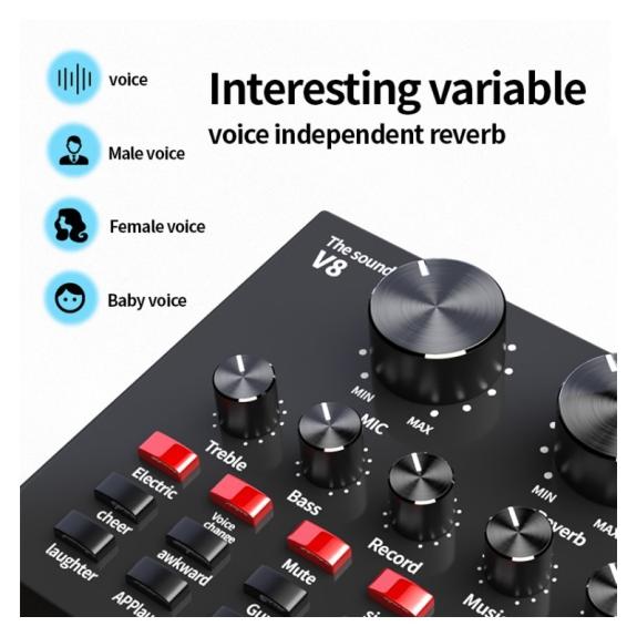 Mesa mezcla de sonido V8 con micrófono