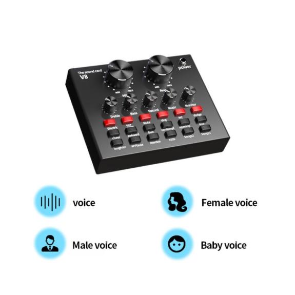 Mesa mezcla de sonido V8 con micrófono