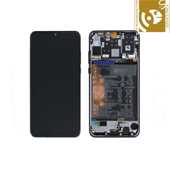 Pantalla para Huawei P30 Lite con marco negro SERVICE PACK