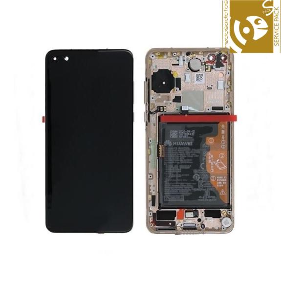 Pantalla para Huawei P40 con marco dorado SERVICE PACK