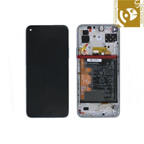 Pantalla para Huawei P40 Lite 5G con marco plateado SERVICE PACK