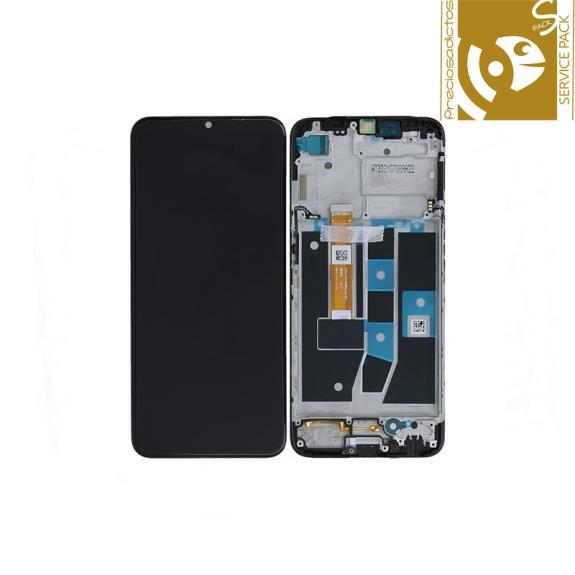 Pantalla para Oppo A16 con marco negro SERVICE PACK