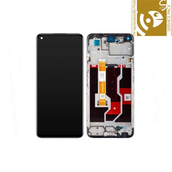 Pantalla para Oppo A96 con marco negro SERVICE PACK