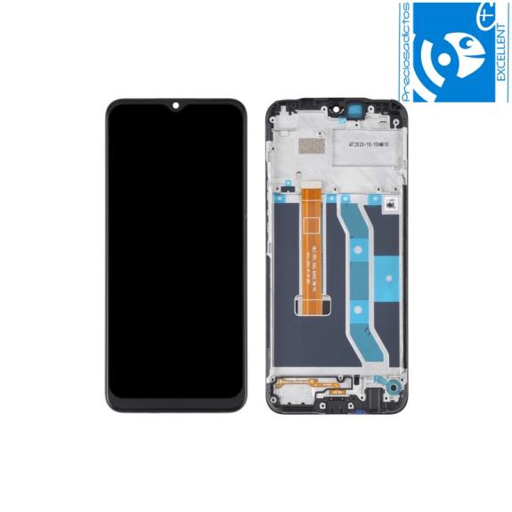 Pantalla para Realme C15 en color negro con marco (EXCELLENT)