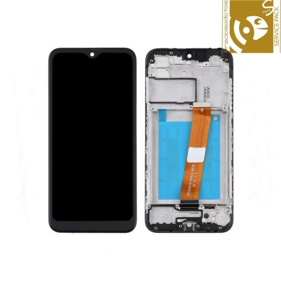 Pantalla para Samsung Galaxy A01 con marco negro SERVICE PACK