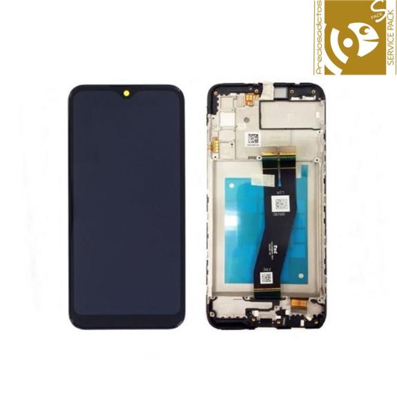 Pantalla para Samsung Galaxy A02S con marco negro SERVICE PACK