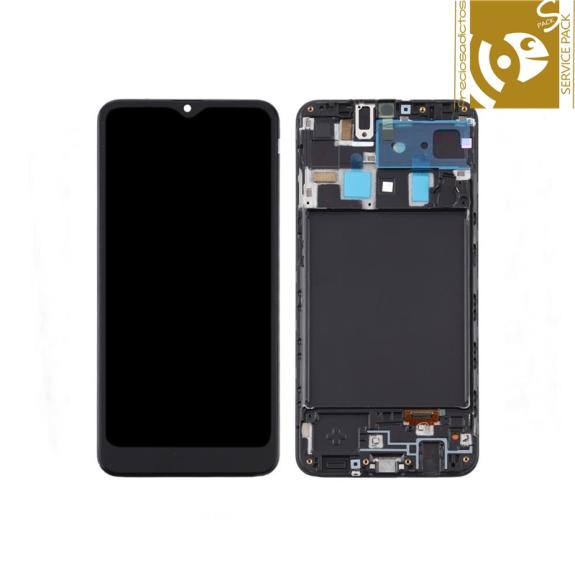 Pantalla para Samsung Galaxy A20 con marco negro SERVICE PACK