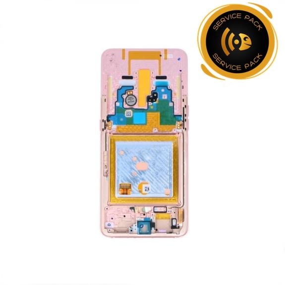 Pantalla para Samsung Galaxy A80 con marco rosado SERVICE PACK