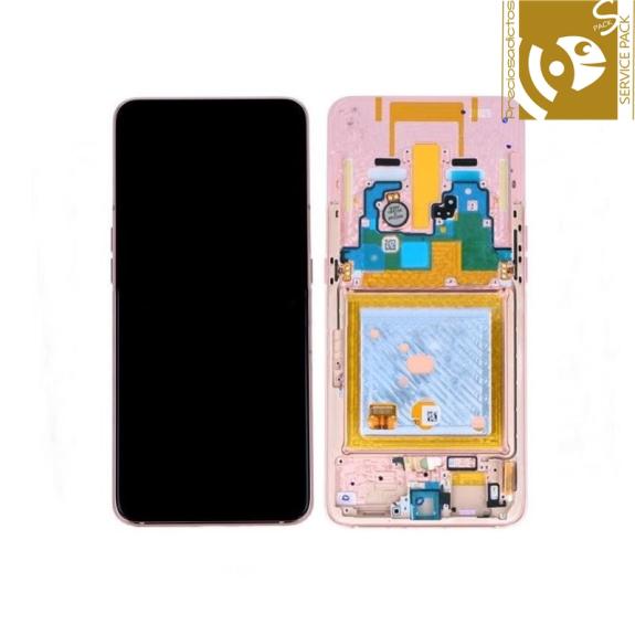 Pantalla para Samsung Galaxy A80 con marco rosado SERVICE PACK