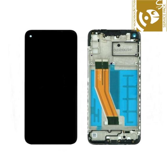 Pantalla para Samsung Galaxy M11 negro con marco SERVICE PACK