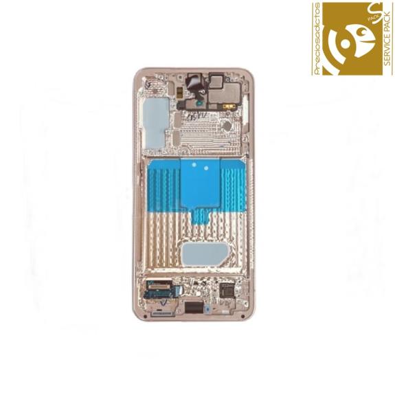 Pantalla para Samsung Galaxy S22 service pack con marco rosado