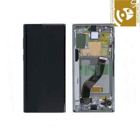 Pantalla SERVICE PACK para Samsung Galaxy Note 10 marco plateado