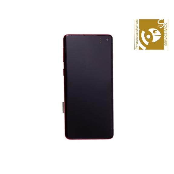 Pantalla SERVICE PACK para Samsung Galaxy S10 con marco rojo