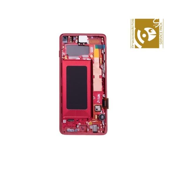 Pantalla SERVICE PACK para Samsung Galaxy S10 con marco rojo