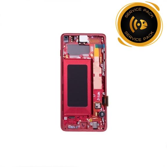 Pantalla SERVICE PACK para Samsung Galaxy S10 con marco rojo