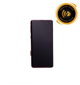 Pantalla SERVICE PACK para Samsung Galaxy S10 con marco rojo