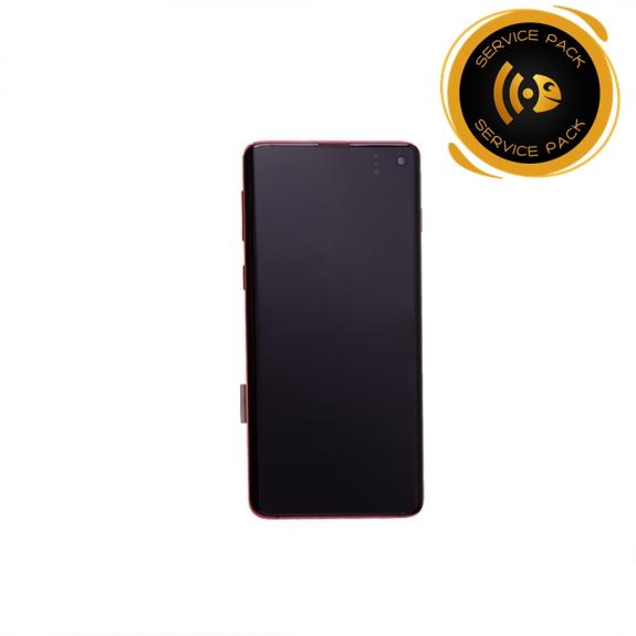 Pantalla SERVICE PACK para Samsung Galaxy S10 con marco rojo