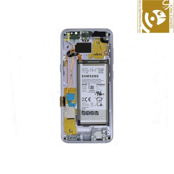 Pantalla SERVICE PACK para Samsung Galaxy S8 con marco plateado