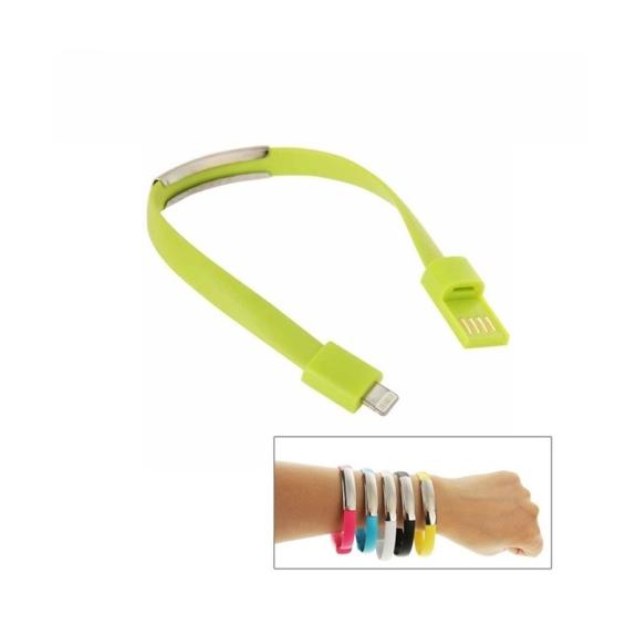 PULSERA CABLE DE DATOS Y CARGA PARA IPHONES Y IPADS COLOR VERDE