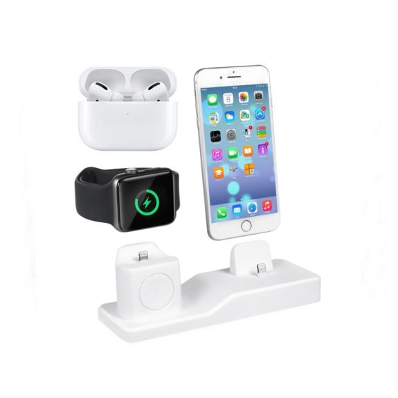 SOPORTE BASE DE CARGA PARA AIRPODS PRO BLANCO /APPLE WATCH/APPLE