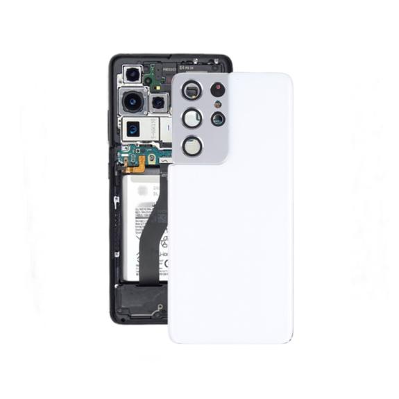 Tapa para Samsung Galaxy S21 Ultra 5G con embellecedor blanco