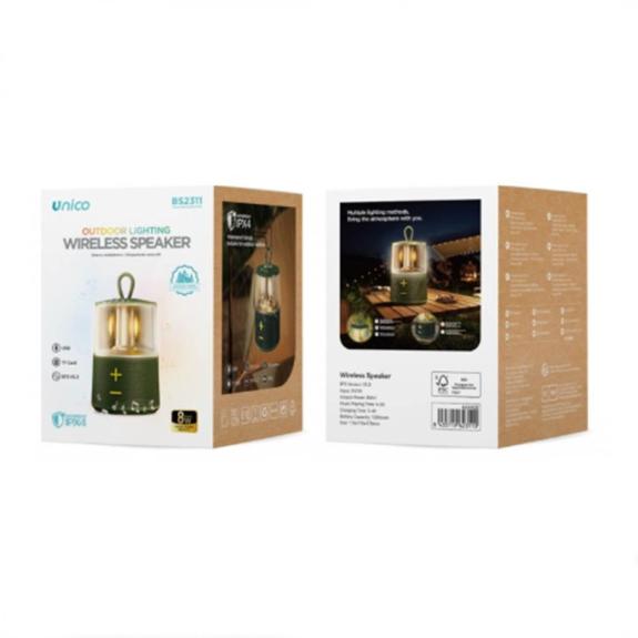 Unico Altavoz Bluetooth con lampara impermeable - Verde (8W)
