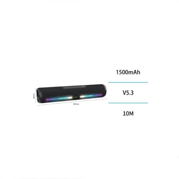 Unico Altavoz Bluetooth LED barra de sonido grande - Negro (12W)