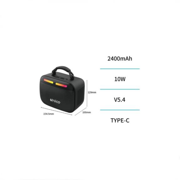 Unico Altavoz Bluetooth pequeño – Negro (10W)