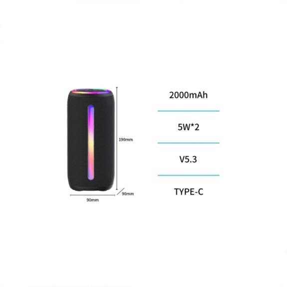 Unico Altavoz Bluetooth RGB pequeño – Negro (10W)