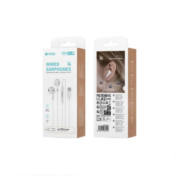 Unico Auriculares con Cable Tipo-C – Blanco