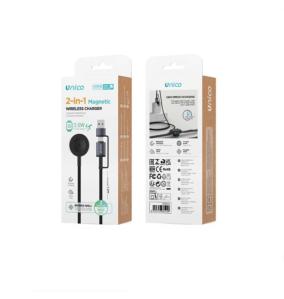 Unico Cable 2 en 1 Tipo-C y USB para Smartwatch - Negro