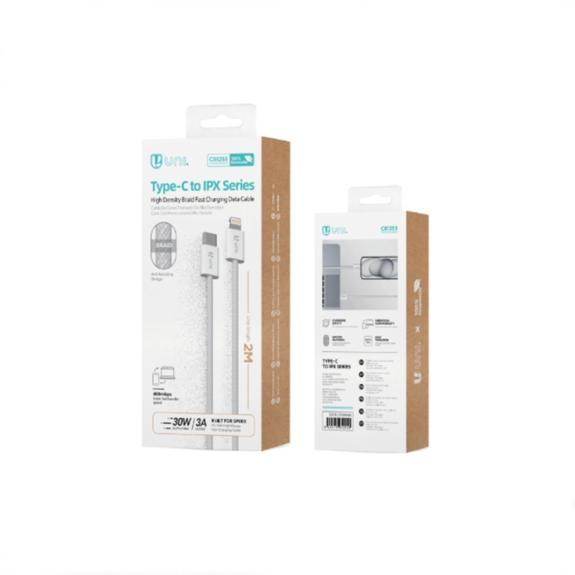 Unico Cable Tipo-C a Lightning PD30W Trenzado 2m - Blanco