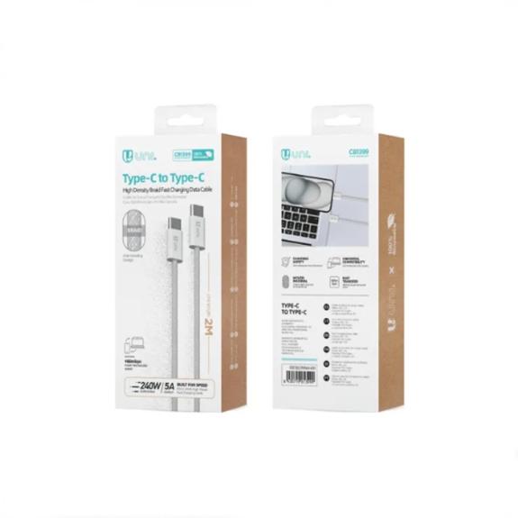 Unico Cable Tipo-C a Tipo-C 240W Trenzado 2m - Blanco