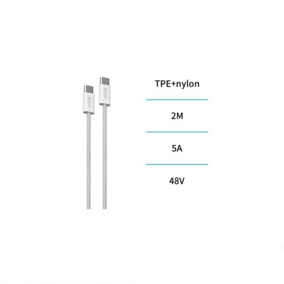 Unico Cable Tipo-C a Tipo-C 240W Trenzado 2m - Blanco